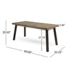 Kristi Outdoor Dining Table | Rectangular Wood Top | Gray Iron Legs | 69"