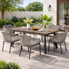 Kristi Outdoor Dining Table | Rectangular Wood Top | Gray Iron Legs | 69"