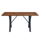 Dining Table | 59" Rectangular Wood Top | Metal Trestle | Brown Black