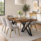 Dining Table | 59" Rectangular Wood Top | Metal Trestle | Brown Black