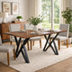 Dining Table | 59" Rectangular Wood Top | Metal Trestle | Brown Black