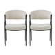 Dining Chair Set of 2 | Beige Fabric Cushions | Arched Black Metal Legs