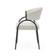 Dining Chair Set of 2 | Beige Fabric Cushions | Arched Black Metal Legs