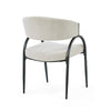 Dining Chair Set of 2 | Beige Fabric Cushions | Arched Black Metal Legs