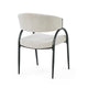 Dining Chair Set of 2 | Beige Fabric Cushions | Arched Black Metal Legs