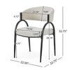 Dining Chair Set of 2 | Beige Fabric Cushions | Arched Black Metal Legs