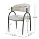 Dining Chair Set of 2 | Beige Fabric Cushions | Arched Black Metal Legs