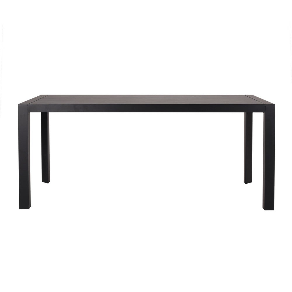 Outdoor Dining Table | Slatted Rectangular Top | Black Aluminum 70"