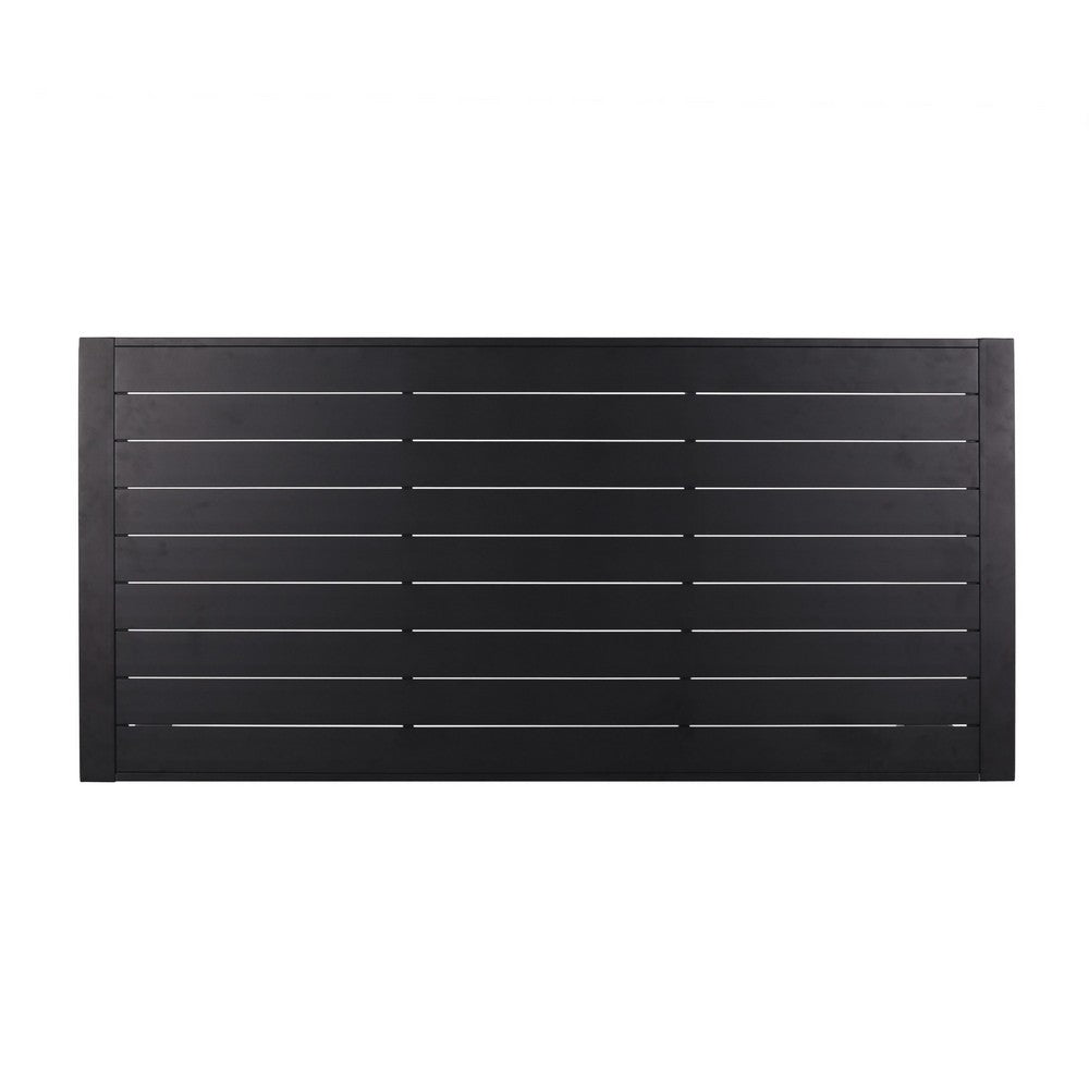 Outdoor Dining Table | Slatted Rectangular Top | Black Aluminum 70"