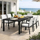 Outdoor Dining Table | Slatted Rectangular Top | Black Aluminum 70"