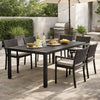 Outdoor Dining Table | Slatted Rectangular Top | Black Aluminum 70"