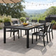 Outdoor Dining Table | Slatted Rectangular Top | Black Aluminum 70"