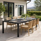 Outdoor Dining Table | Slatted Rectangular Top | Black Aluminum 70"