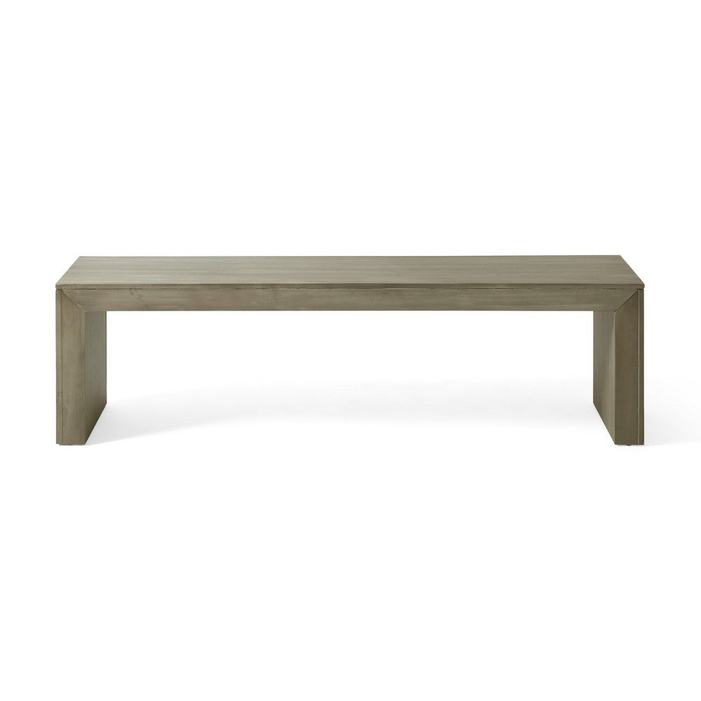 Dining Bench | Rectangular Seat Panel Legs | Gray & Taupe Wood | 63"