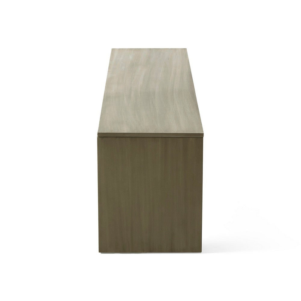 Dining Bench | Rectangular Seat Panel Legs | Gray & Taupe Wood | 63"