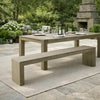 Dining Bench | Rectangular Seat Panel Legs | Gray & Taupe Wood | 63"