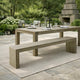 Dining Bench | Rectangular Seat Panel Legs | Gray & Taupe Wood | 63"