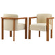 Dining Armchair Set of 2 | Curved Back | Beige Upholstered Cushioned Seat