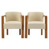 Dining Armchair Set of 2 | Curved Back | Beige Upholstered Cushioned Seat