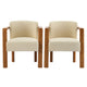 Dining Armchair Set of 2 | Curved Back | Beige Upholstered Cushioned Seat