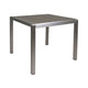 Outdoor Dining Table | Slatted Square Faux Wood Top | Silver Aluminum 35"