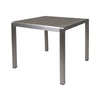 Outdoor Dining Table | Slatted Square Faux Wood Top | Silver Aluminum 35"