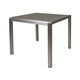 Outdoor Dining Table | Slatted Square Faux Wood Top | Silver Aluminum 35"