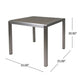 Outdoor Dining Table | Slatted Square Faux Wood Top | Silver Aluminum 35"
