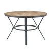 Dining Table | 47" Round Wood Top | Black Metal Trestle Base | Brown