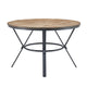 Dining Table | 47" Round Wood Top | Black Metal Trestle Base | Brown