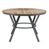 Dining Table | 47" Round Wood Top | Black Metal Trestle Base | Brown