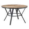 Dining Table | 47" Round Wood Top | Black Metal Trestle Base | Brown
