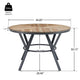 Dining Table | 47" Round Wood Top | Black Metal Trestle Base | Brown