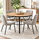 Dining Table | 47" Round Wood Top | Black Metal Trestle Base | Brown