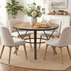 Dining Table | 47" Round Wood Top | Black Metal Trestle Base | Brown