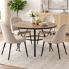 Dining Table | 47" Round Wood Top | Black Metal Trestle Base | Brown