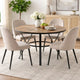 Dining Table | 47" Round Wood Top | Black Metal Trestle Base | Brown
