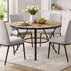 Dining Table | 47" Round Wood Top | Black Metal Trestle Base | Brown