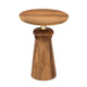 Side End Table | 17" Round Top | Pedestal w Gold Accent | Brown