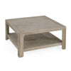 Coffee Table w Shelf | 34" Square | Light Gray Ash Wood | Modern Style