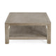 Coffee Table w Shelf | 34" Square | Light Gray Ash Wood | Modern Style