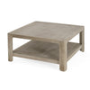 Coffee Table w Shelf | 34" Square | Light Gray Ash Wood | Modern Style