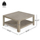 Coffee Table w Shelf | 34" Square | Light Gray Ash Wood | Modern Style