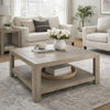 Coffee Table w Shelf | 34" Square | Light Gray Ash Wood | Modern Style