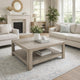 Coffee Table w Shelf | 34" Square | Light Gray Ash Wood | Modern Style