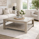 Coffee Table w Shelf | 34" Square | Light Gray Ash Wood | Modern Style