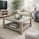 Coffee Table w Shelf | 34" Square | Light Gray Ash Wood | Modern Style
