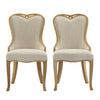 Dining Side Chair Set of 2 | Brown Heart-Shaped Wingback | Beige Fabric