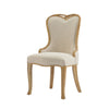 Dining Side Chair Set of 2 | Brown Heart-Shaped Wingback | Beige Fabric