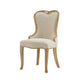 Dining Side Chair Set of 2 | Brown Heart-Shaped Wingback | Beige Fabric